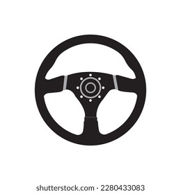 Ilustración vectorial del icono de la rueda de dirección. Símbolo del volante de la dirección del automóvil