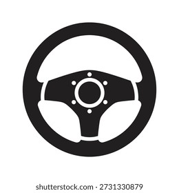 Steering wheel icon vector illustration showing car control helm driving part auto interior component handling concept isolated white background design element