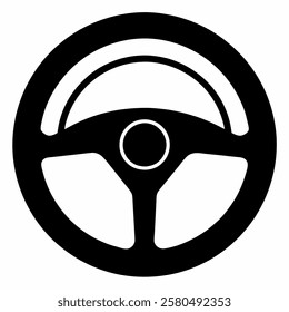 Steering wheel icon vector on white background.