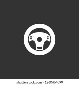 steering wheel icon vector. steering wheel sign on black background. steering wheel icon for web and app