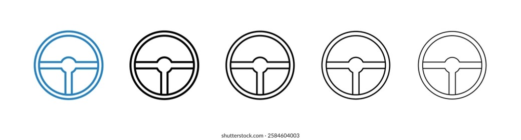 Steering wheel icons in five different stroke sizes