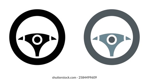 Steering wheel icons pack in black and colored version