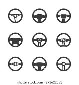 Steering wheel icons set.