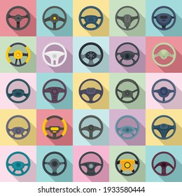 Steering wheel icons set. Flat set of steering wheel vector icons for web design