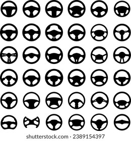 Steering wheel icons set. flat set of steering wheel vector icons isolated on white background