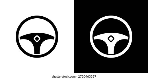 Symbole für Lenkrad eingestellt. Vektorsymbole im ausgefüllten Stil