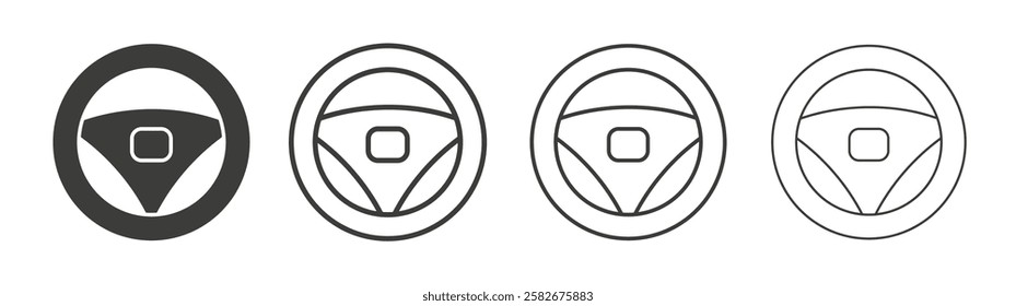 Steering wheel icons set vectors graphic designs