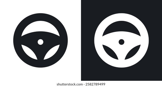 Steering wheel icons set vectors black and colored style