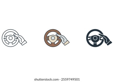 Steering Wheel icons  symbol vector elements for infographic web