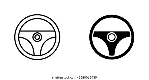 Steering wheel icons thin line illustrations designs