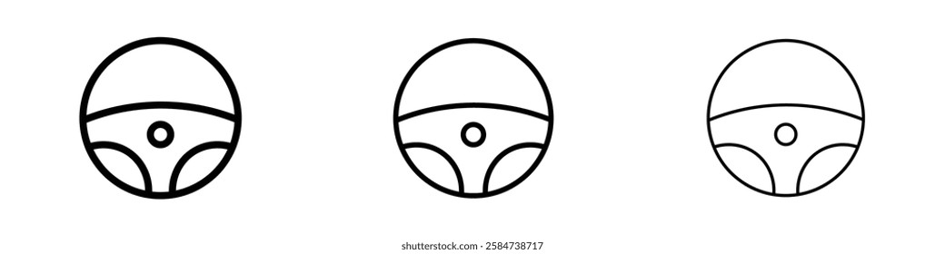 Steering wheel icons in three different stroke lines