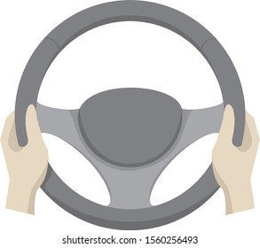 Volante de dirección, ilustración, vector sobre fondo blanco.