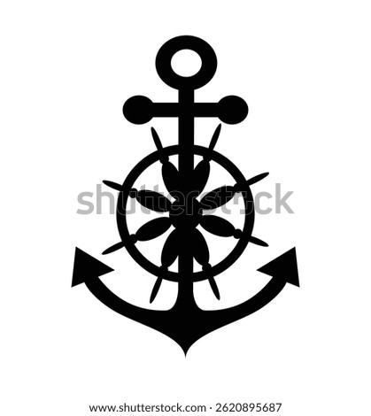 steering wheel illustrator anchor on white background not ia