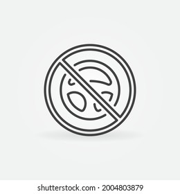 Steering Wheel Inside Forbidden Sign vector concept icon or symbol in outline style