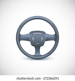 Steering wheel, isolated on the white background. Realistic vector illustration.