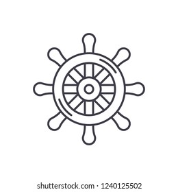 Concepto de icono de la línea de la rueda de dirección. Ilustración lineal del vector de la dirección, símbolo, signo