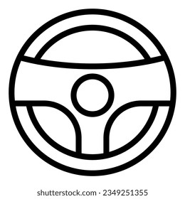Steering wheel line icon. Driver steering wheel with signal vector illustration isolated on white. Car part outline style designed for and app.