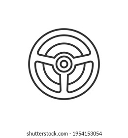 Steering wheel line icon isolated on white background. Vector illustration