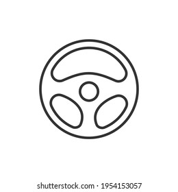Steering wheel line icon isolated on white background. Vector illustration