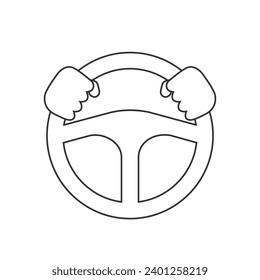 Steering wheel line icon logo template flat vector sign