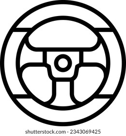 Steering Wheel Line Icon - Single Icon, Vector