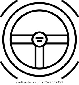 Steering Wheel Line Vector Icon Design