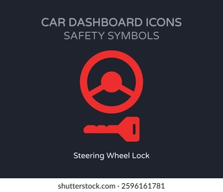 Steering Wheel Lock Safety Symbol Car Dashboard Icons - High Quality Vectorial Graphic