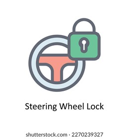 Steering Wheel Lock Vector   fill outline Icons. Simple stock illustration stock