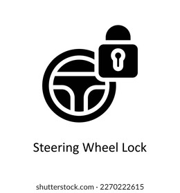 Steering Wheel Lock Vector  Solid Icons. Simple stock illustration stock