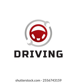 Steering wheel logo. Automobile steer wheel illustration on white background