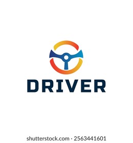 Steering wheel logo. Automobile steer wheel illustration on white background