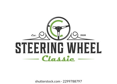 Steering wheel logo classic style automotive