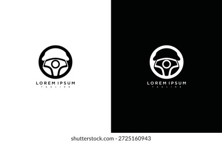 Conceito de design do logotipo do volante em planos de fundo contrastantes