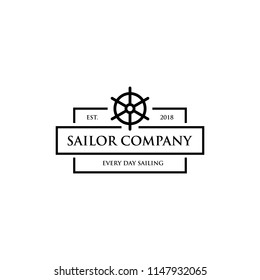 Steering wheel logo design template related to sailing or nautical activity