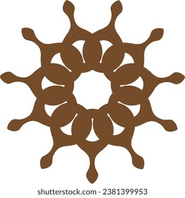 Steering wheel logo, helm, brown logo, flower, ornament, geometric, abstract, round, wheel