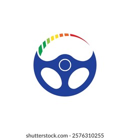 Steering wheel logo icon vector flat design