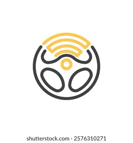 Steering wheel logo icon vector flat design