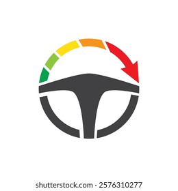 Steering wheel logo icon vector flat design