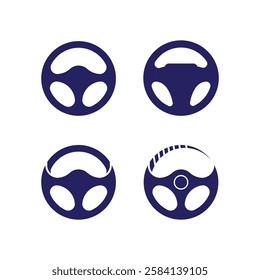 Steering wheel logo icon vector flat design