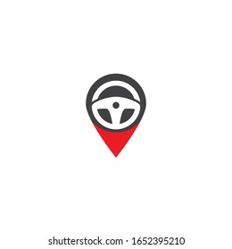 Steering Wheel Logo Vector Flat Design