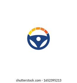 Steering wheel logo vector flat design