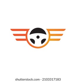 logotipo del volante de dirección e imagen del icono del vector