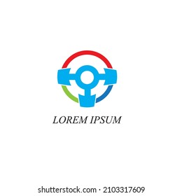 steering wheel logo and vector icon image