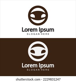 Steering wheel logo. Vector illustration.