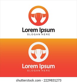 Steering wheel logo. Vector illustration.