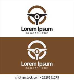 Steering wheel logo. Vector illustration.