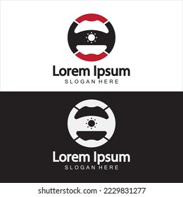 Steering wheel logo. Vector illustration.