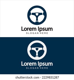 Steering wheel logo. Vector illustration.