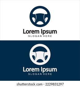 Steering wheel logo. Vector illustration.