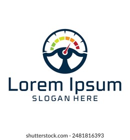 Steering wheel logo. Vector illustration
